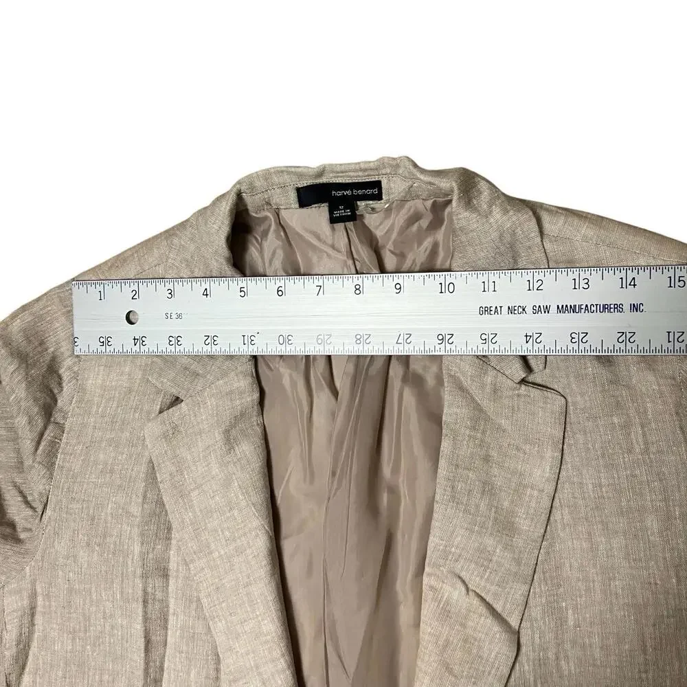 Harve Benard Blazer WMNS 12‎ Beige Linen Blend Open 3/4